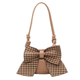 Bow Plaid Messenger Bag All-Match Woman