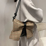 Bow Plaid Messenger Bag All-Match Woman