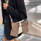 Bow Plaid Messenger Bag All-Match Woman