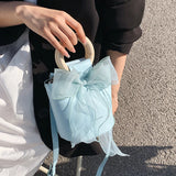 Bow Handbags for Women Mini PU Leather Crossbody Bag