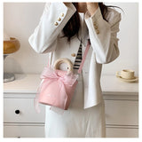 Bow Handbags for Women Mini PU Leather Crossbody Bag