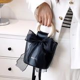 Bow Handbags for Women Mini PU Leather Crossbody Bag