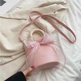 Bow Handbags for Women Mini PU Leather Crossbody Bag