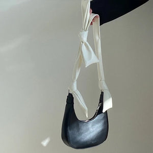 Bow Women Small Shoulder Bag Ladies Portable Underarm Bags PU Leather Girls Purs