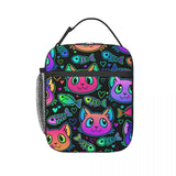 Bright Cat Heads And Fish Insulated Thermal Cooler Lunch Box Bag