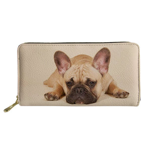 Bulldog 3D Print Purse Wallets Women Long Leather Wallet