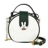 Bunny Women's Handbag Round Crossbody Bag with Metal Chain