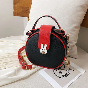 Bunny Women's Handbag Round Crossbody Bag with Metal Chain