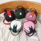 Bunny Women's Handbag Round Crossbody Bag with Metal Chain