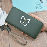 Butterfly Leather Long Wallet Women Zip Purse Clutch Phone Pocket