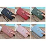 Butterfly Leather Long Wallet Women Zip Purse Clutch Phone Pocket