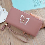 Butterfly Leather Long Wallet Women Zip Purse Clutch Phone Pocket