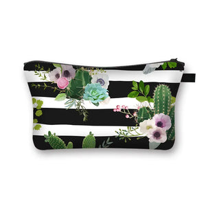 Cactus 3D Printing Cosmetic Bag Portable Makeup Case Lady Storage Bag