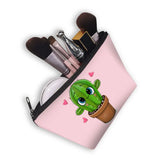 Cactus 3D Printing Cosmetic Bag Portable Makeup Case Lady Storage Bag