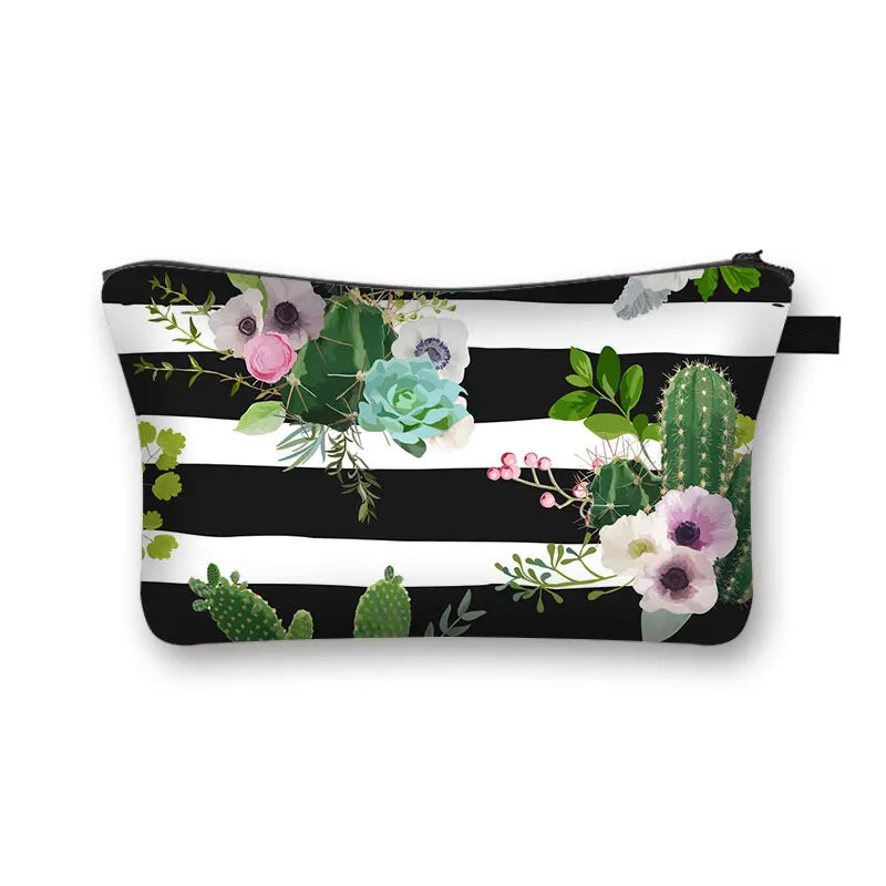 Cactus 3D Printing Cosmetic Bag Portable Makeup Case Lady Storage Bag