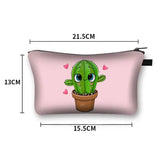 Cactus 3D Printing Cosmetic Bag Portable Makeup Case Lady Storage Bag