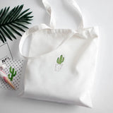 Cactus Print Reusable Shopping Bag Canvas Tote Cartoon Eco Shopper Handbag