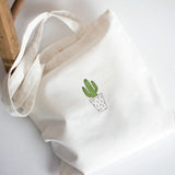 Cactus Print Reusable Shopping Bag Canvas Tote Cartoon Eco Shopper Handbag
