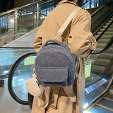 Candy Colors Plush Backpack Women Sweet Small Shoulder Crossbody All-match