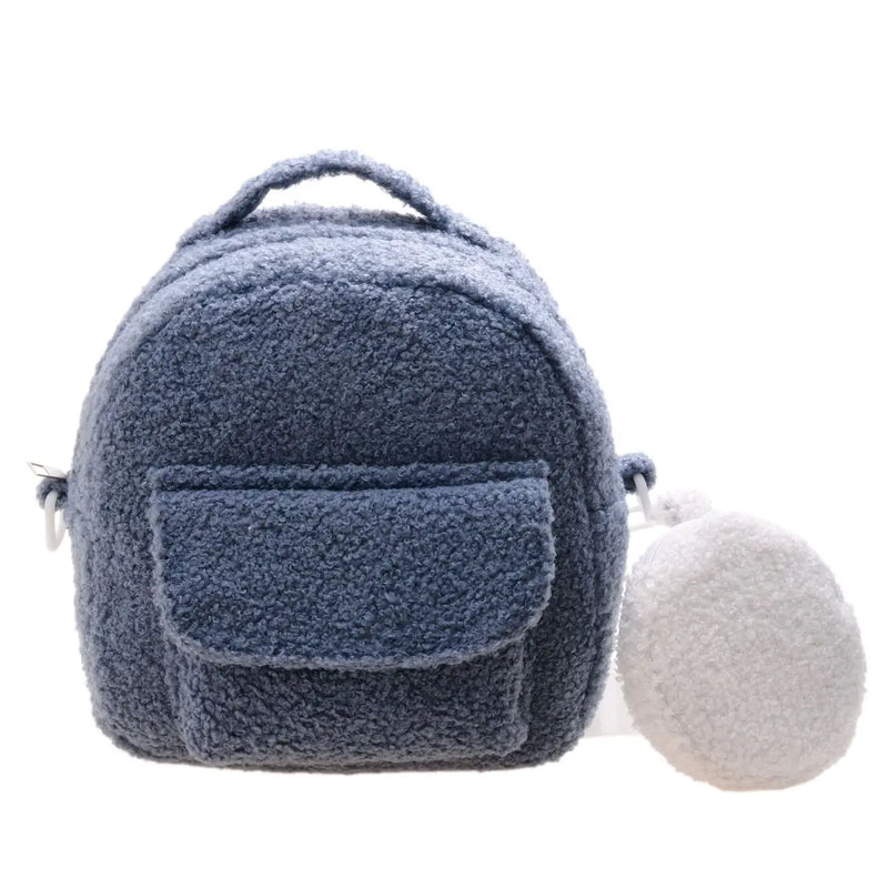 Candy Colors Plush Backpack Women Sweet Small Shoulder Crossbody All-match