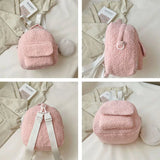 Candy Colors Plush Backpack Women Sweet Small Shoulder Crossbody All-match