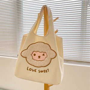 Canvas Bag Student Shoulder Bags Large-Capacity Reusable Shopping Bag