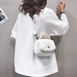 Embroidered Mini Crossbody Bag for Women, Plush Shoulder Bag