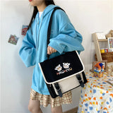 Japanese Harajuku Cow Flip School Bag Large Capacity Shoulder Messenger Bag
