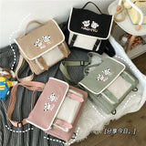 Japanese Harajuku Cow Flip School Bag Large Capacity Shoulder Messenger Bag