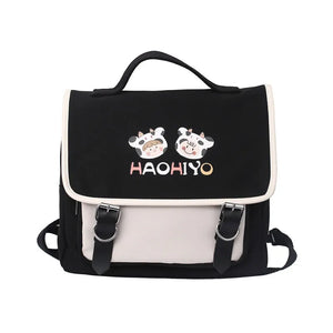 Japanese Harajuku Cow Flip School Bag Large Capacity Shoulder Messenger Bag