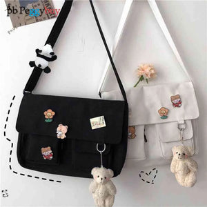 Canvas Women Shoulder Bag Japanese Animals Harajuku Diagonal Bag