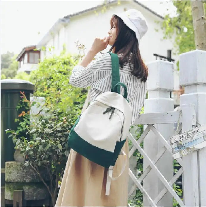 Canvas Backpack for Girls Travel School Luggage B-001