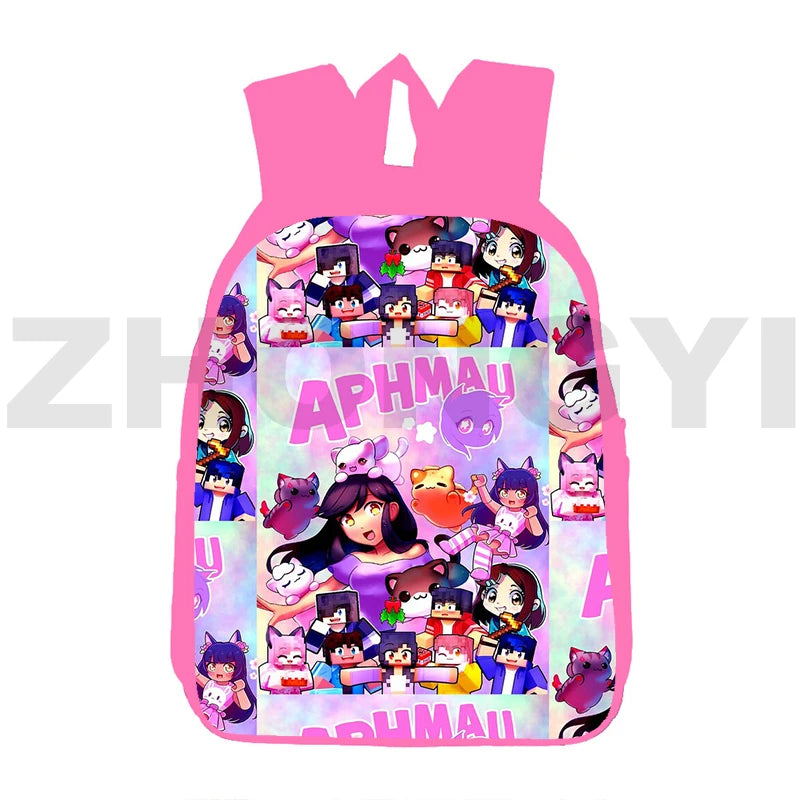 Aphmau 3D Print Backpack for Girls Pink Anime Bookbag 12/16 Inch School Back Pac