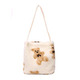 Fluffy Bear Plush Tote Bag Soft Winter Shoulder Handbag