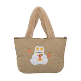 Bear Rabbit Plush Shoulder Strap Handbag Women Winter Soft Tote Bag