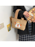 Bear Rabbit Plush Shoulder Strap Handbag Women Winter Soft Tote Bag