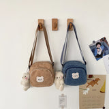 Bear Shoulder Bag Plush Crossbody Bag with Pendant