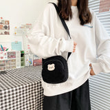 Bear Small Crossbody Bags for Women Plush Messenger Shoulder Bags