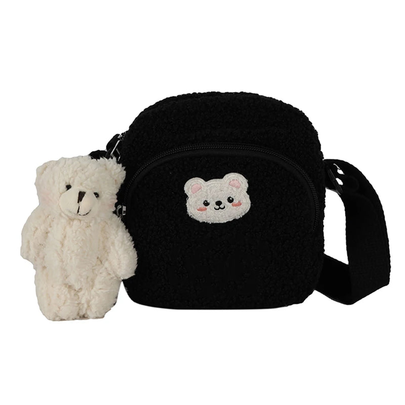 Bear Small Crossbody Bags for Women Plush Messenger Shoulder Bags