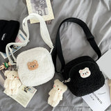 Bear Small Crossbody Bags for Women Plush Messenger Shoulder Bags