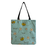 Cartoon Bee Floral Print Casual Bags Eco Friendly Shopper Bags