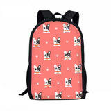 Cartoon Boston Terrier Printing School Backpack for Boys Girls