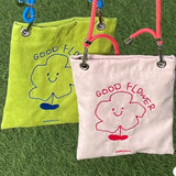 Cartoon Canvas Flower Messenger Bag for Women