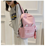 Cartoon Cat Ear Nylon Backpack Schoolbag for Girls