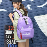 Cartoon Cat Ears School Bags for Teenage Girls Nylon Backpack