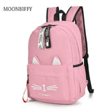 Cartoon Cat Ears School Bag for Teenage Girls Nylon Backpack