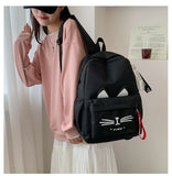 Cartoon Cat Ear Nylon Backpack Schoolbag for Girls