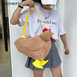 Funny Hen Plush Bag Cartoon Chicken Crossbody Satchel
