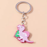 Christmas Dinosaur Keychain Charms Animal Keyrings Pendant for Girls