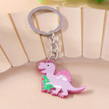 Christmas Dinosaur Keychain Charms Animal Keyrings Pendant for Girls